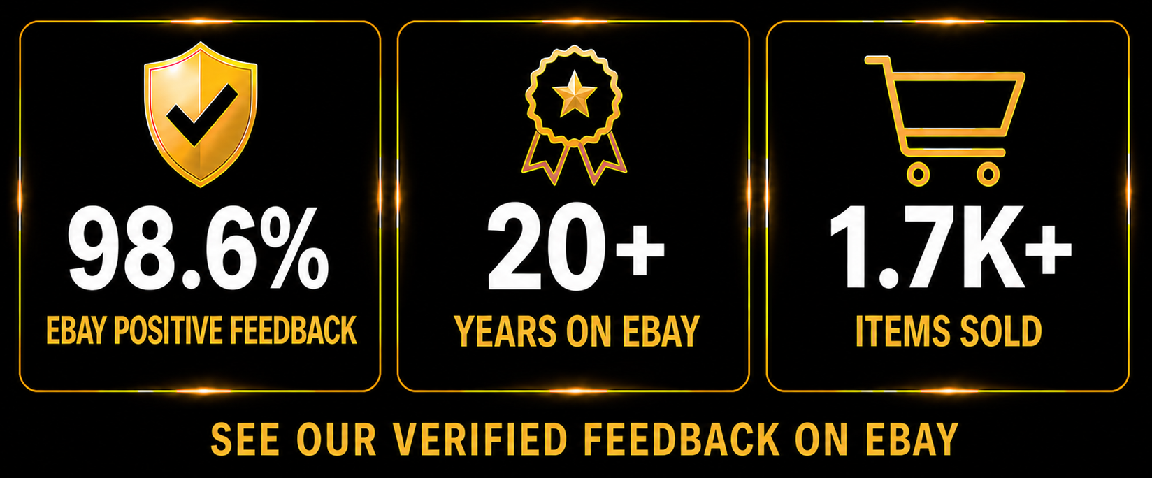 ebay trust badge. 98.6% ebay positive feedback 20+ years on ebay, 1.7k items sold. see our verified feedback on ebay.