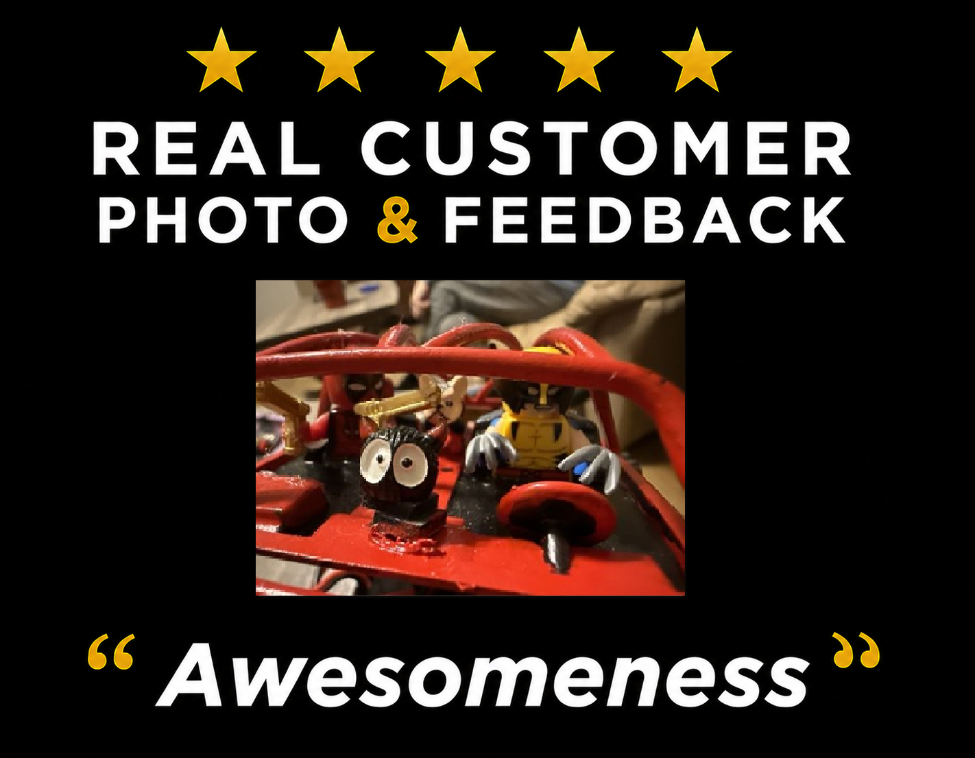 Product with text overlay indicating 'Real Customer Photo & Feedback' and 'Awesomeness'.