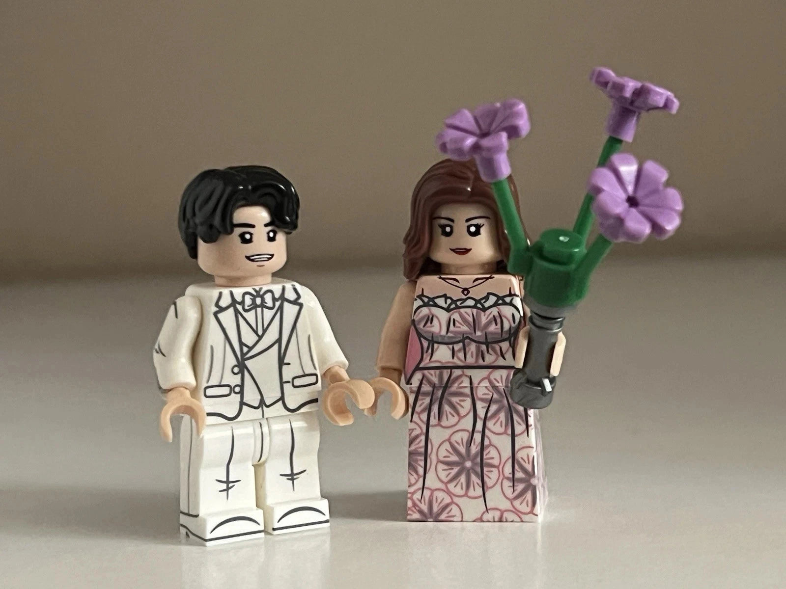 Bride and Groom Wedding Minifigure Custom Printed