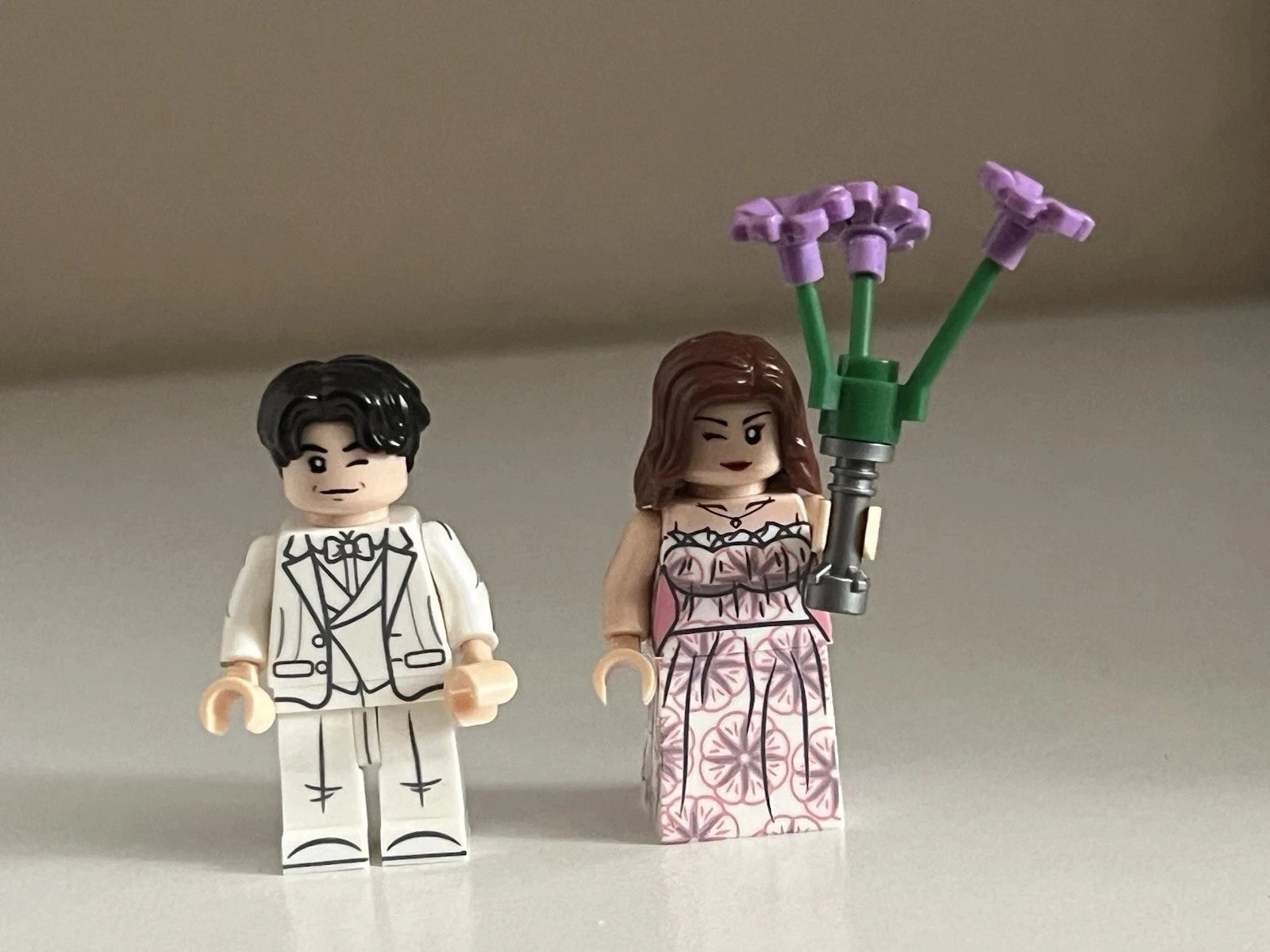 Bride and Groom Wedding Minifigure Custom Printed