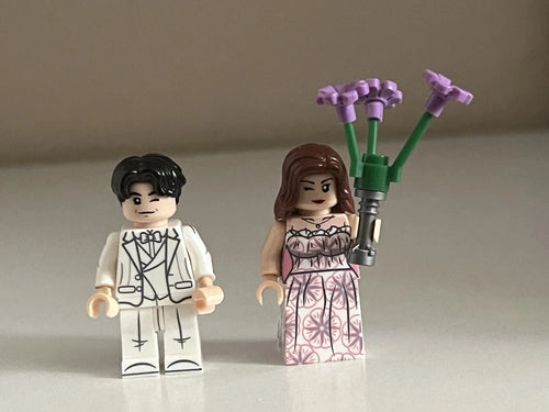 Bride and Groom Wedding Minifigure Custom Printed