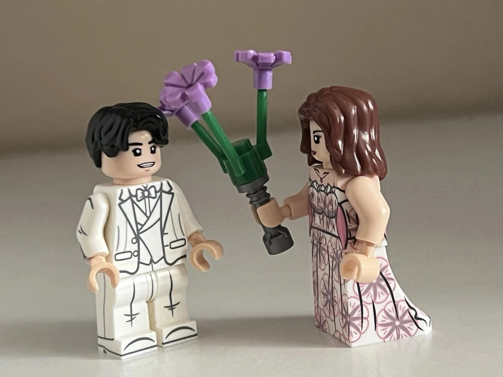 Bride and Groom Wedding Minifigure Custom Printed