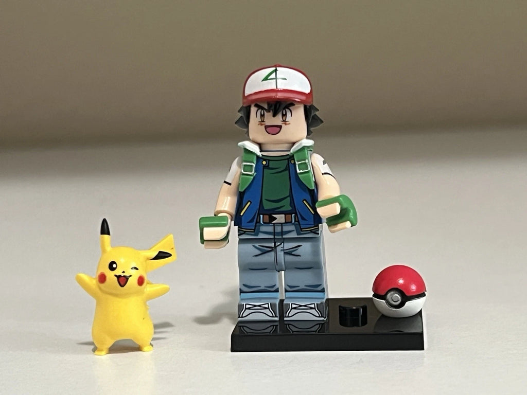 Pokemon Ash and Pikachu Minifigure Custom Printed