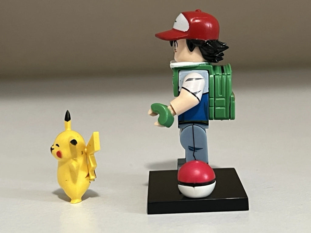 Pokemon Ash and Pikachu Minifigure Custom Printed