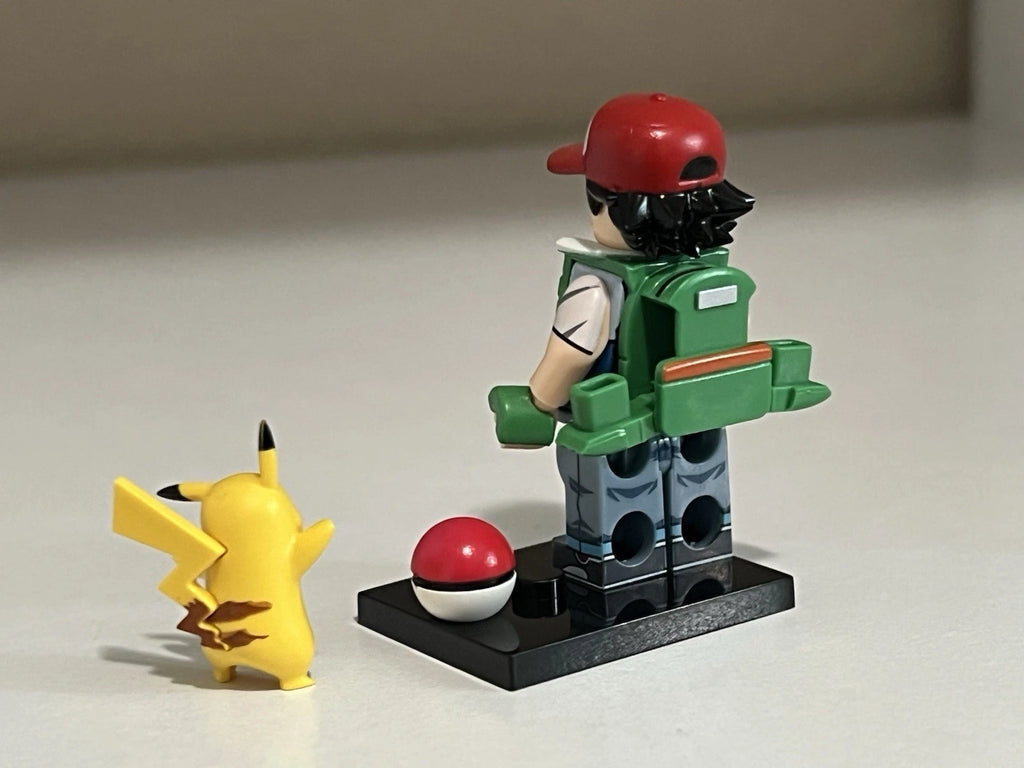 Pokemon Ash and Pikachu Minifigure Custom Printed